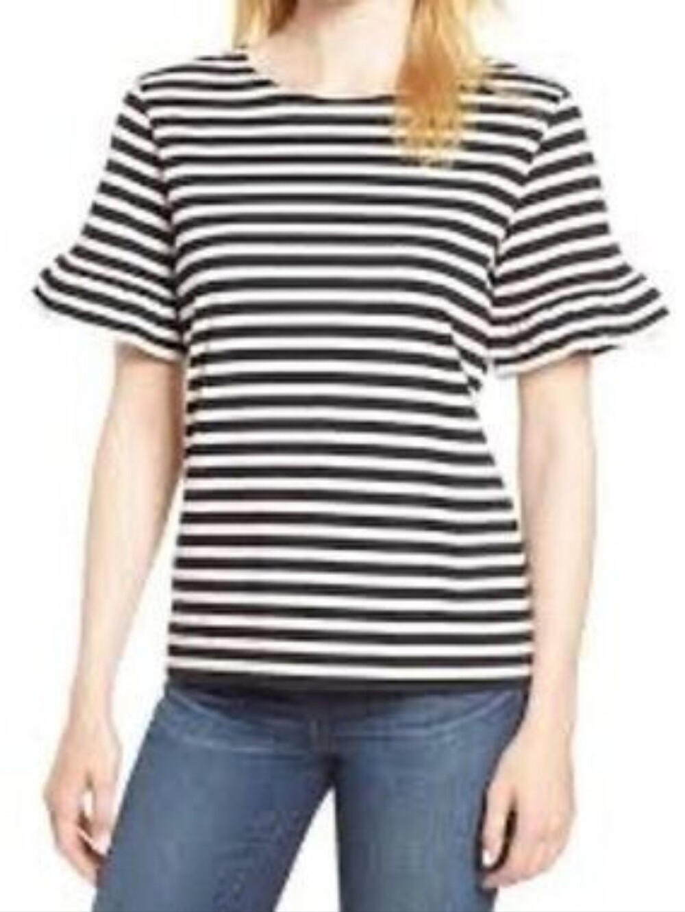 J. Crew Striped Ruffle Bell Sleeve Top Size: Small